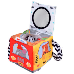 Sensorinis žaislas SOFT CUBE Montessori Gyvūnai Transporto priemonės ZA5587 - Image 3