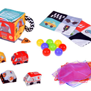 Sensorinis žaislas SOFT CUBE Montessori Gyvūnai Transporto priemonės ZA5587 - Image 4