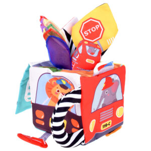 Sensorinis žaislas SOFT CUBE Montessori Gyvūnai Transporto priemonės ZA5587 - Image 2