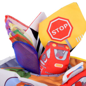 Sensorinis žaislas SOFT CUBE Montessori Gyvūnai Transporto priemonės ZA5587 - Image 8