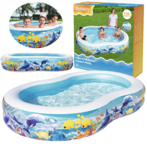 Bestway pripučiamas baseinas fish'n friends 262 x 157 x 46 cm 54118