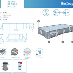 Bestway karkasinis baseinas 366cmx201cmx66cm 7in1 561FV - Image 5