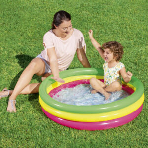 Bestway vaivorykštės spalvų pripučiamas baseinas, vaikiškas baseinėlis 102cm su minkštu dugnu 51104 - Image 7