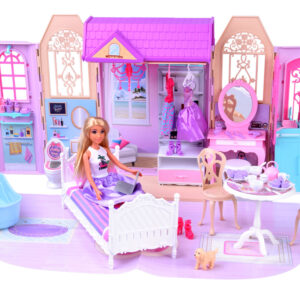 Išskleidžiamas lėlės namelis lagaminas su baldais + lėlė Anlily ZA5694 - Image 2