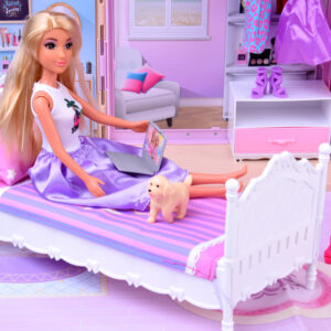 Išskleidžiamas lėlės namelis lagaminas su baldais + lėlė Anlily ZA5694 - Image 6