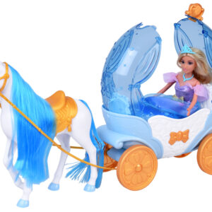 Pasakų princesės lėlė su pokylio suknele + karališkas karietos arklys ZA5705 - Image 6