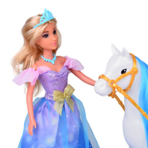Pasakų princesės lėlė su pokylio suknele + karališkas karietos arklys ZA5705 - Image 7