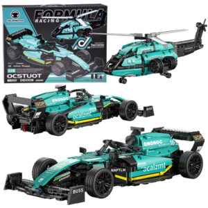 Techniniai blokai 2 viename Formula 1 lenktyninis automobilis sraigtasparnis 736 vnt. lipdukai ZA5730