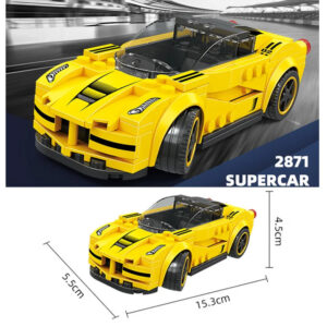 Techniniai kaladėlių rinkiniai Sportinis automobilis GELTONAS 143 dalių + lipdukai ZA5742 - Image 5