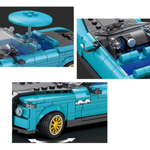 Konstruktorius Retro automobilis BLUE CABRIOLET auksiniais ratlankiais 417 detalių ZA5788 - Image 3