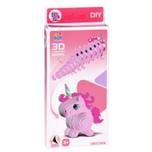 3D dėlionė iš kartono – Rožinis vienaragis, konstruojamas savarankiškai ZA5809 - Image 6