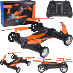 Nuotoliniu būdu valdomas DRONE kvadrokopteris su kamera 2 viename skraidantis + važiuojantis RC0725 PO