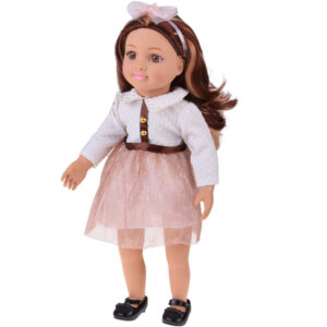Didelė, miela 48 cm lėlė su suknele + įmontuota melodija ir minkštas korpusas ZA5842 - Image 5