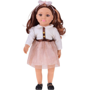 Didelė, miela 48 cm lėlė su suknele + įmontuota melodija ir minkštas korpusas ZA5842 - Image 4