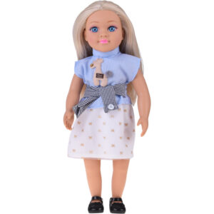 Didelė, žavinga 48 cm lėlė su suknele + įmontuota melodija ir minkštu korpusu ZA5843 - Image 4