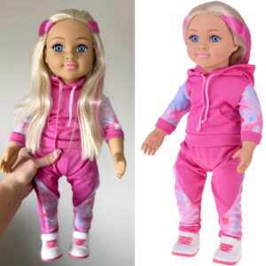Didelė sportiška lėlė 48cm su sportiniu kostiumu + įmontuota melodija ir minkštas kūnas ZA5844