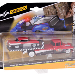 Licencijuoti 1:64 Chevrolet Flatbed 1957 ir Bel Air ZA5864 liejinio modelio automobiliai - Image 8