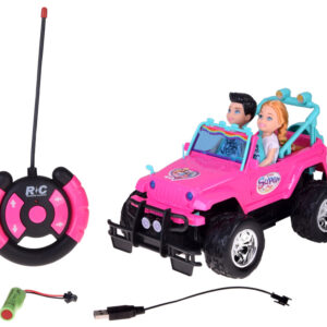 Nuotoliniu būdu valdomas ROŽINIS AUTOMOBILIS lėlėms + berniukas ir mergaitė RC0734 - Image 2