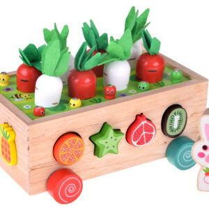 Montessori medinis rūšiuoklis vežimėlis pagauk kirmėlytę morkos dėlionė ZA5903 - Image 2