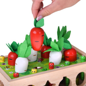 Montessori medinis rūšiuoklis vežimėlis pagauk kirmėlytę morkos dėlionė ZA5903 - Image 6