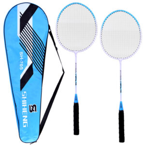 Badmintono raketės + dėklas Rinkinis mėlynas arba rožinis SP0826