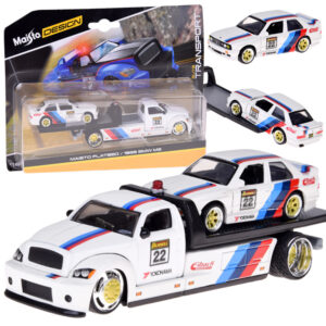 Licencijuoti metaliniai automobiliai 1:64 Maisto Flatbed ir BMW M3 1988 ZA5958