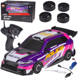 Nuotoliniu būdu valdomas drifto automobilis su foniniu apšvietimu ir keičiamomis padangomis 4WD RC0744