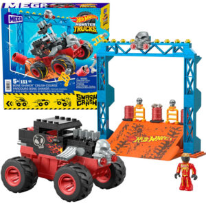 Hot Wheels Monster truck triukų kaladėlės 151el. automobilis + rampa ZA5996