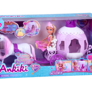 Ankiki mini lėlė su karieta – Mažoji princesė rožine suknele ZA6007 - Image 7