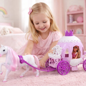 Ankiki mini lėlė su karieta – Mažoji princesė rožine suknele ZA6007 - Image 4