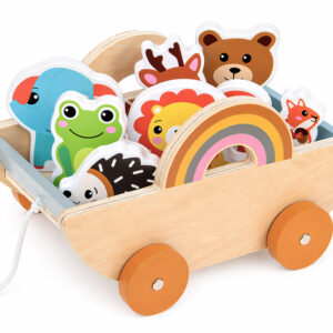 Wooden cart with 7 animals to pull ZA6168 - Image 5