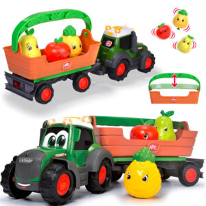 Tractor with removable trailer, basket and 3 fruits - plays and lights 12m+ ZA6182