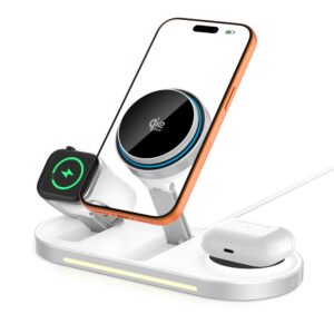 Tech-Protect A51 ArcticBoost 3in1 Magnetinis MagSafe belaidis įkroviklis 25W QI2.2 baltos spalvos - Image 2