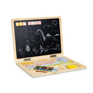 Medinis magnetinis edukacinis nešiojamojo kompiuterio formos magnetinė lenta su telefonu ir raidėmis ECOTOYS - Image 3