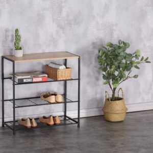 Batų spintelė, stovas, lentyna, loft stiliaus, 3 aukštų ModernHome - Image 3