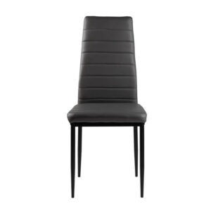 Valgomojo ir svetainės kėdžių komplektas, eko-oda, 4 vnt., aukštas atlošas, pilka, ModernHome - Image 3
