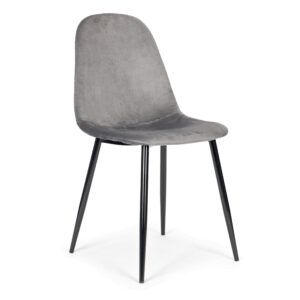 4 aksominių kėdžių komplektas valgomajam ir svetainei, pilkos spalvos, ModernHome - Image 3