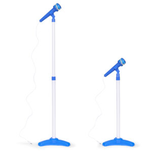 Elektrinės gitaros ir mikrofono rinkinys su stovu vaikams – suderinamas su MP3, mėlynas - Image 3