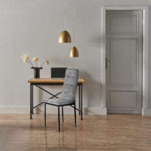 4 aksominių kėdžių komplektas valgomajam ir svetainei, 4 vnt., pilkos spalvos, ModernHome - Image 3