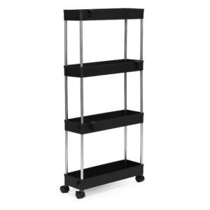 Plastikinė vonios kambario lentyna su 4 lentynomis ir ratukais, juoda, ModernHome - Image 3