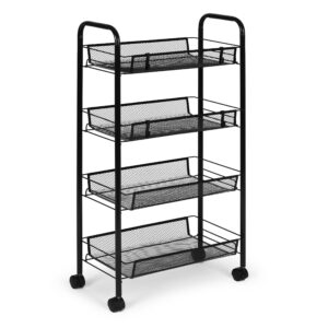 ModernHome juoda metalinė mobili vonios lentyna su 4 lentynomis ir ratukais - Image 3