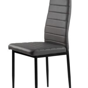 4 kėdžių komplektas svetainei ir valgomajam iš eko odos, ergonomiškas atlošas, pilkos spalvos - Image 3