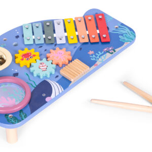 Muzikos instrumentų stalas su ksilofonu, cimbolais, tambūrine ir barškučiu, jūros tema ECOTOYS - Image 3
