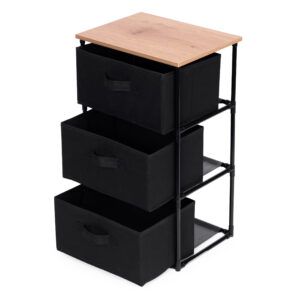 Spintelės lentynų organizatorius, medžiaginis su išimamais krepšiais, 3 lygių, lofto stiliaus, juodas, ModernHome - Image 3
