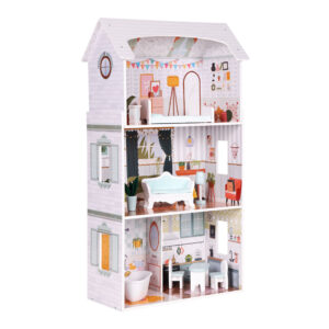 Lėlių namelis Alice – 3 aukštai, 4 kambariai, rinkinys su 9 baldais ECOTOYS - Image 3