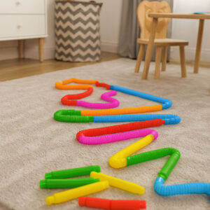 Spalvingi sensoriniai „Pop Tubes“ vamzdeliai vaikams, antistresiniai jungiami vamzdeliai, 60 vienetų - Image 3