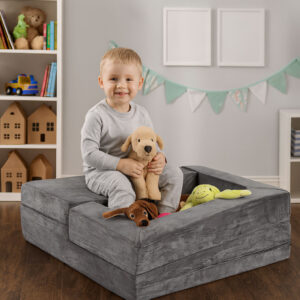 Modulinė sulankstoma sofa vaikams DIY 4 minkštos pagalvėlės - Pilka ECOTOYS - Image 3