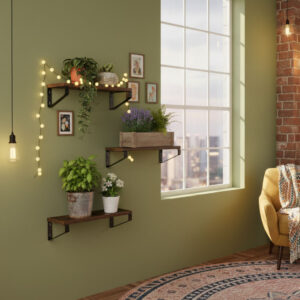 Sieninis gėlių stovas su 3 kabančiomis lentynomis gėlėms ir dekoracijoms, Loft stiliaus ModernHome - Image 3