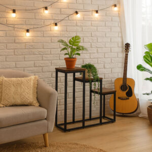 Pastatomas gėlių stovas dekoracijoms, 3 lentynos, Loft stiliaus, ModernHome - Image 3