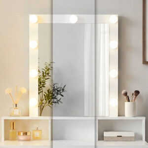 Kosmetinis staliukas su veidrodžiu ir LED apšvietimu, 3 spalvų ryškumo reguliavimas, ModernHome - Image 3